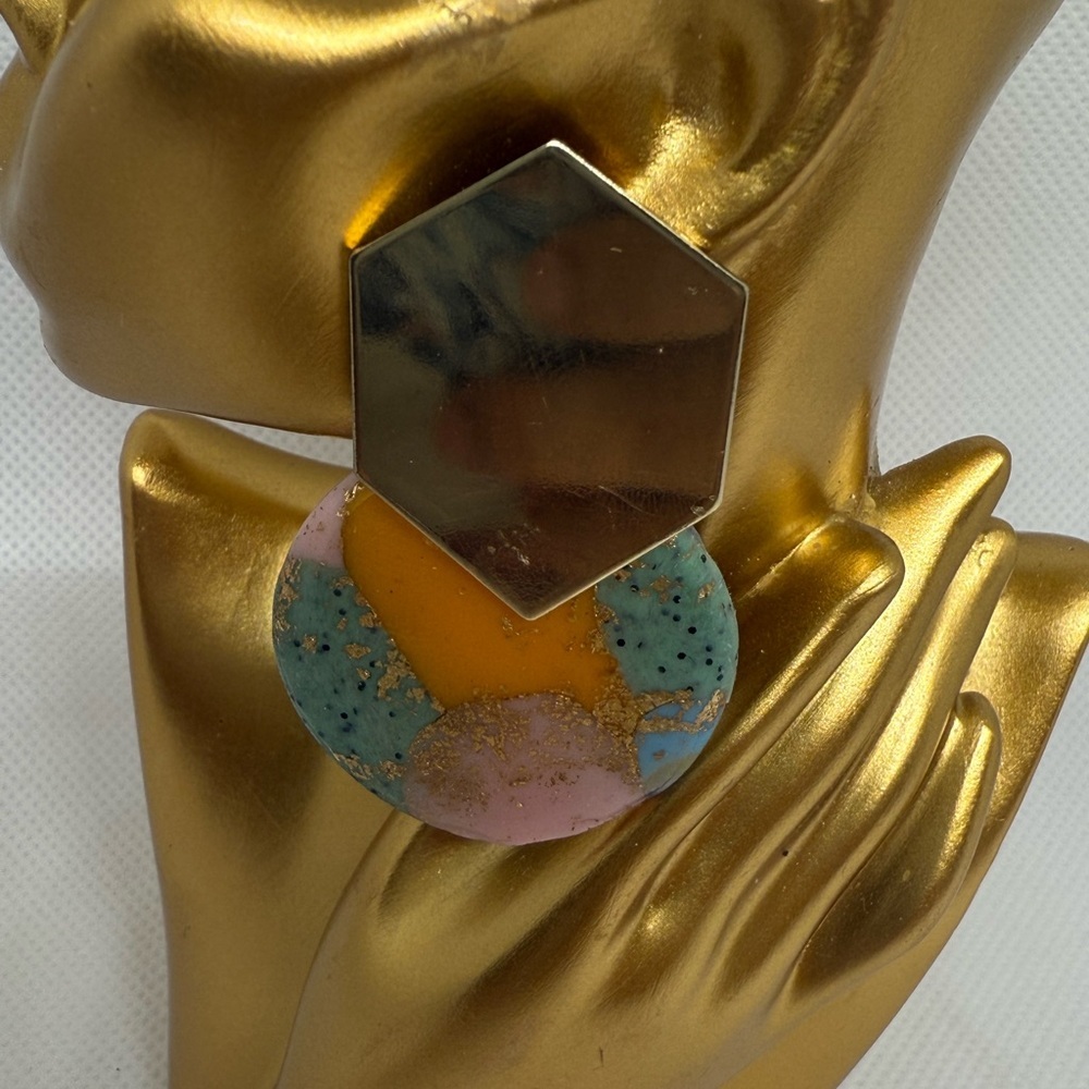 Multicolor Geometric Statement Earrings - image 1